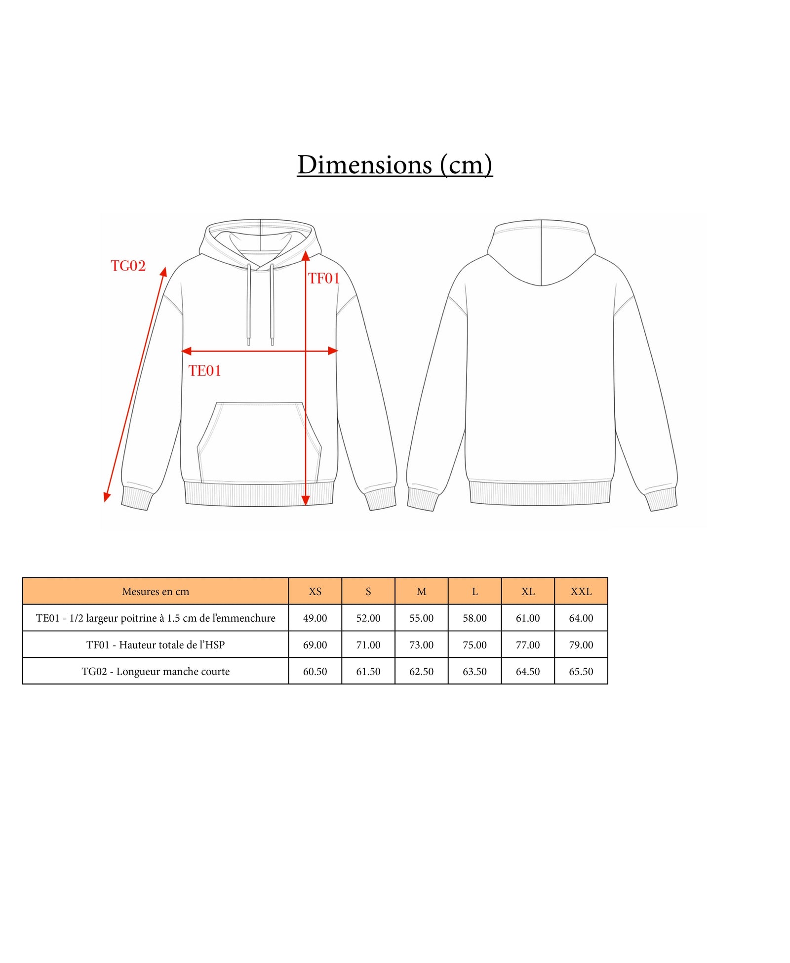 Guide des tailles Sweat - "Niti Big Smile"